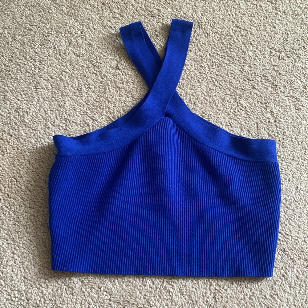 Blue Ribbed Women's Top